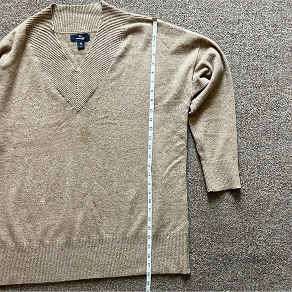 Lands End 100% Cashmere V Neck Sweater Pullover Relaxed Oversized Womens Medium - Picture 9 of 12